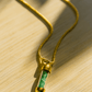 Gold-Tone Cylinder Stone Pendant Necklace